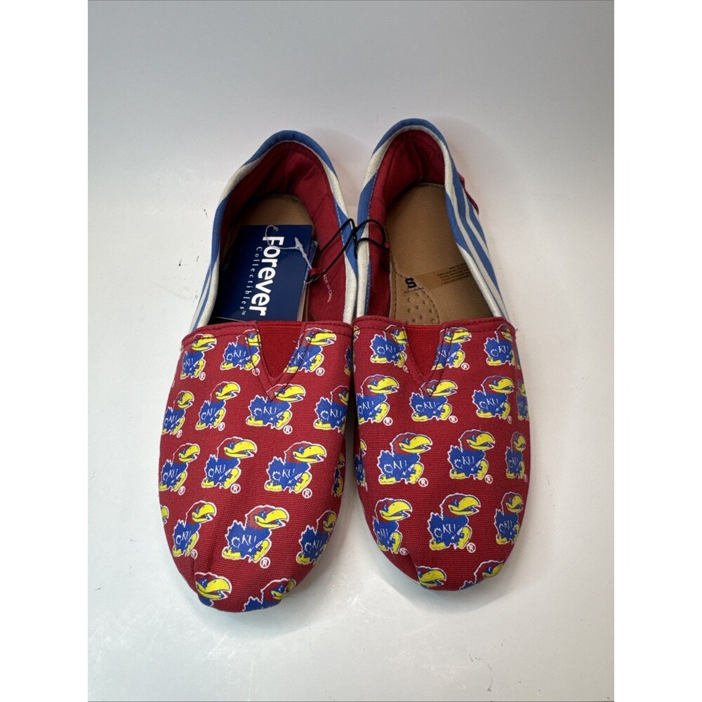 Forever Women's Kansas Jayhawks Espadrille Canvas Slip On Shoes Sz 5-6 New!